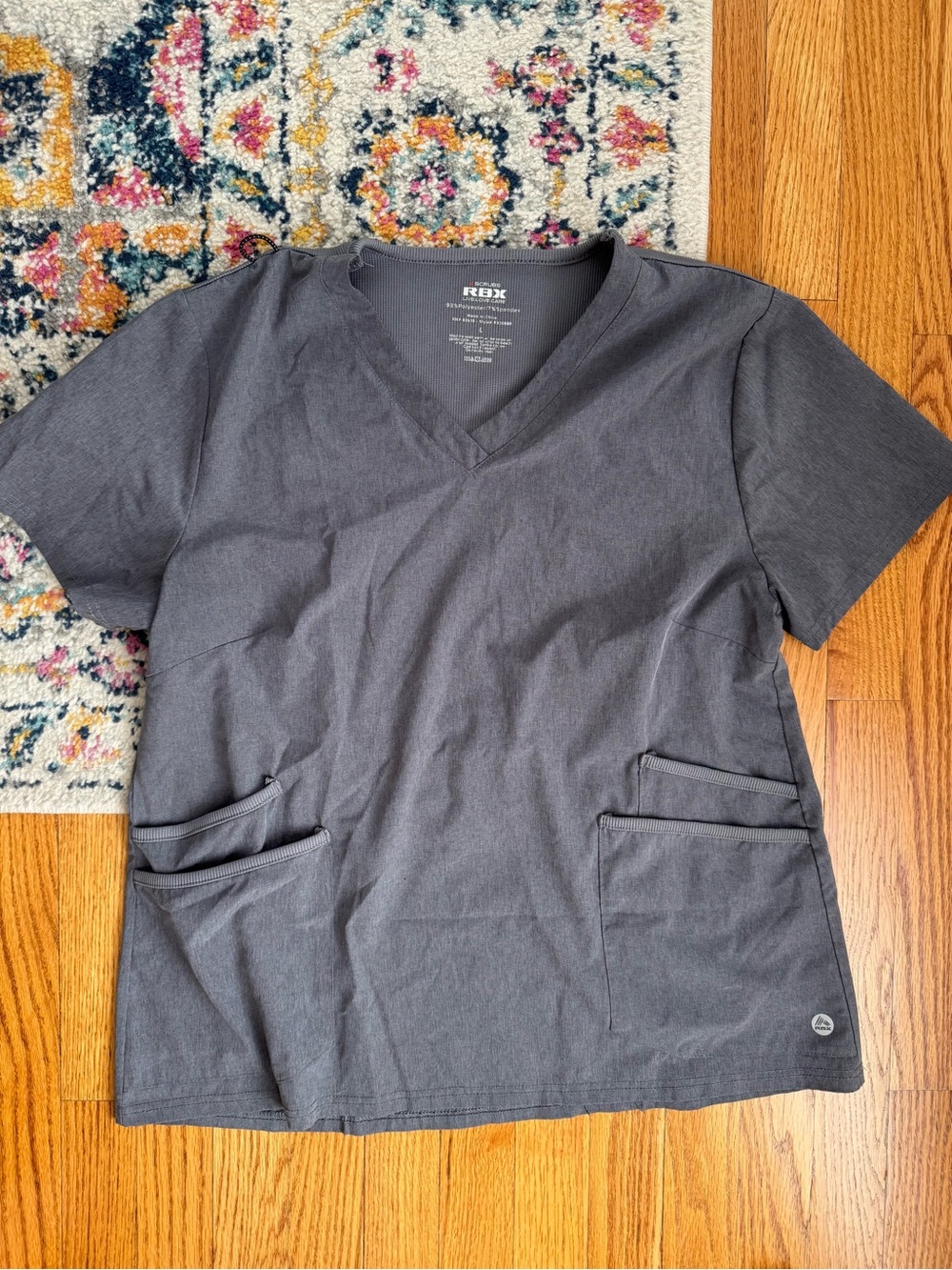 RBX Women's Short-Sleeve V-Neck Top in Charcoal Gray